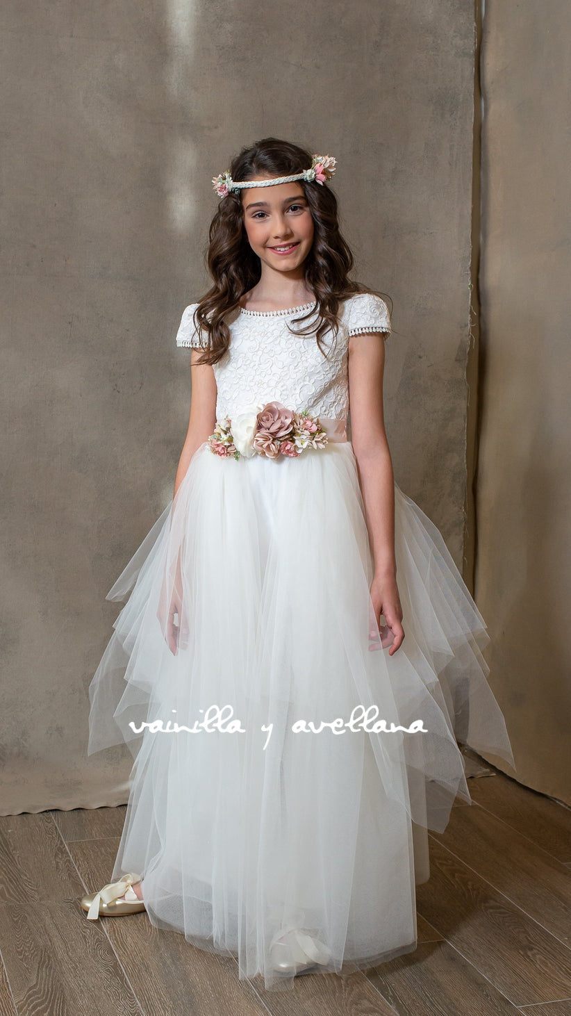 Coral-2 First Communion Dress 2 in 1