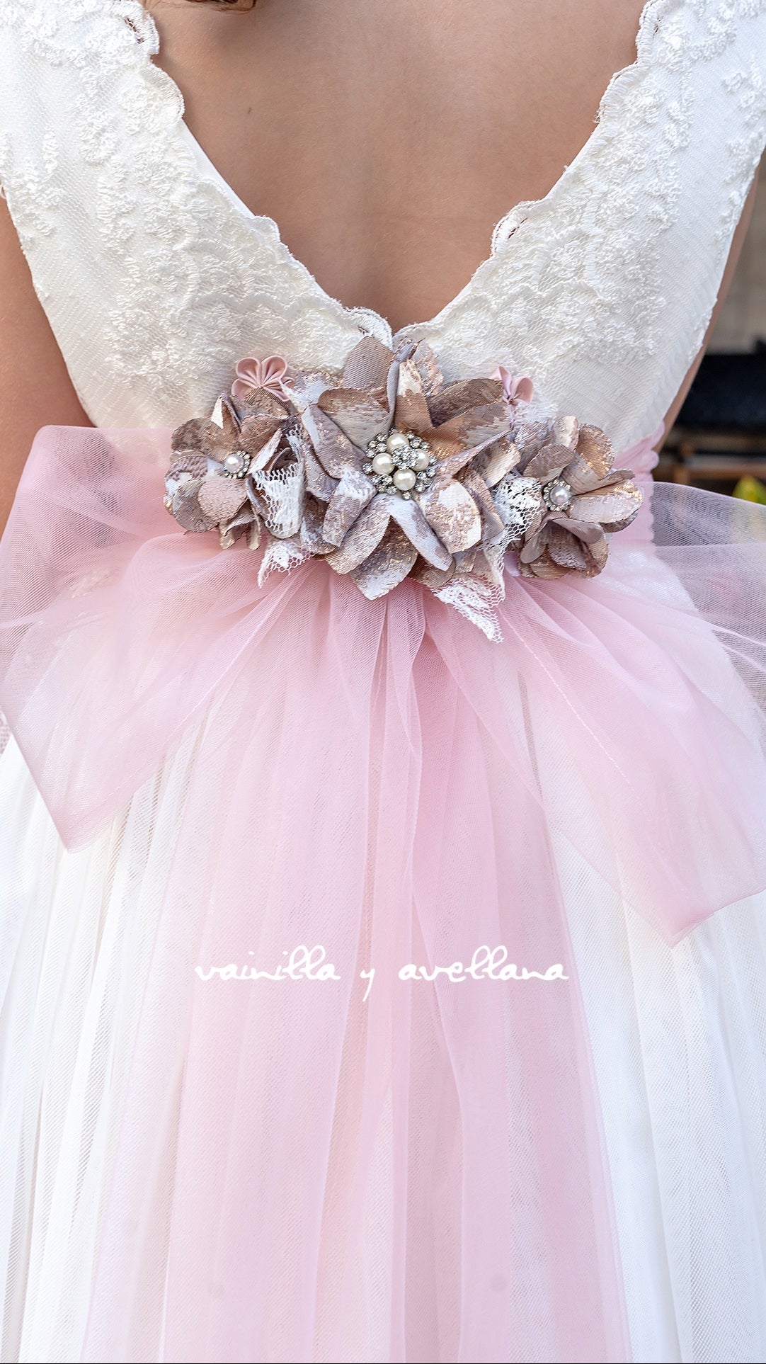Vestido Comunion Artemisa Hueso-Rosa (Only Pre-order)