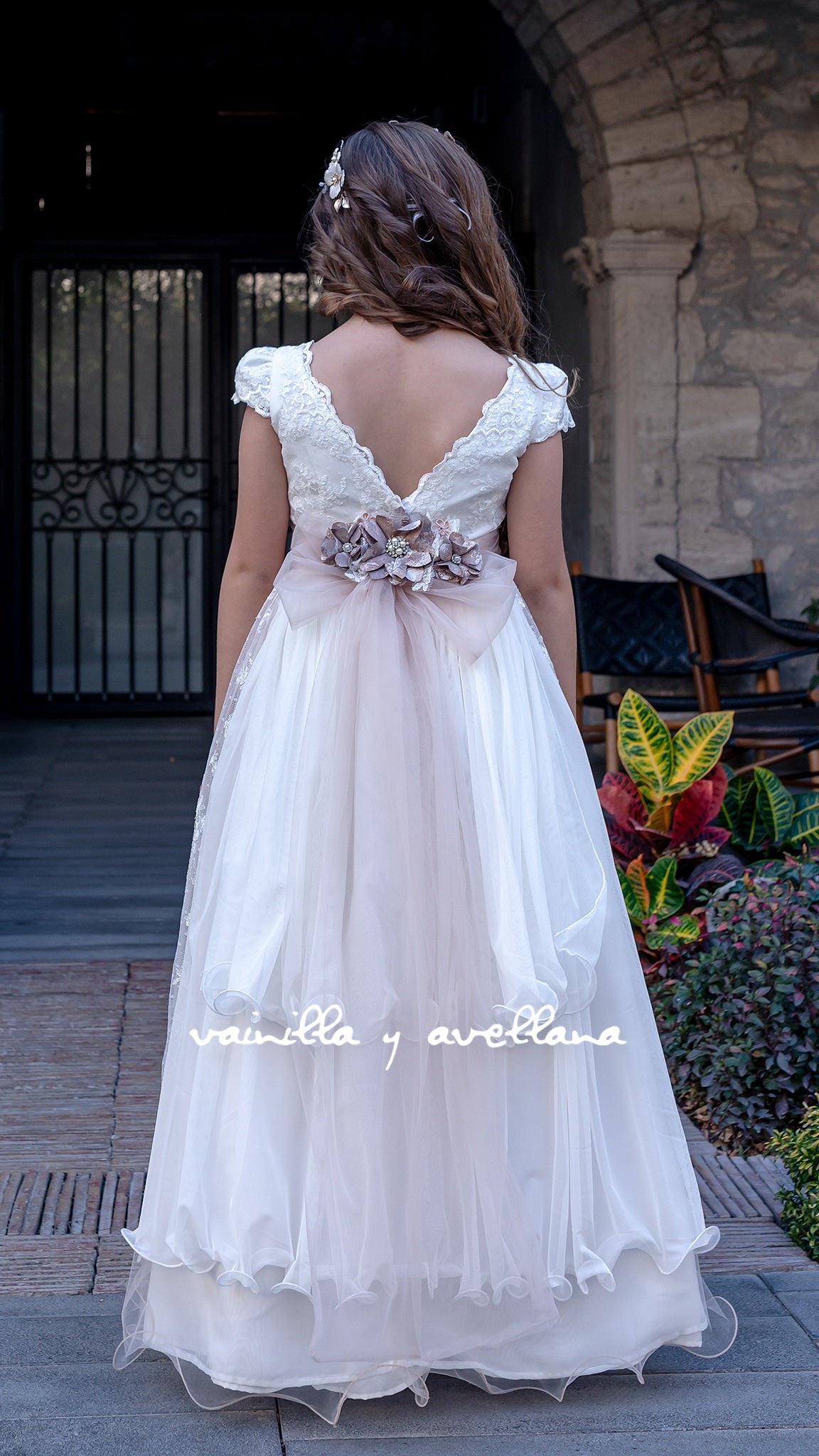 Vestido Comunion Artemisa Hueso-Rosa (Only Pre-order)