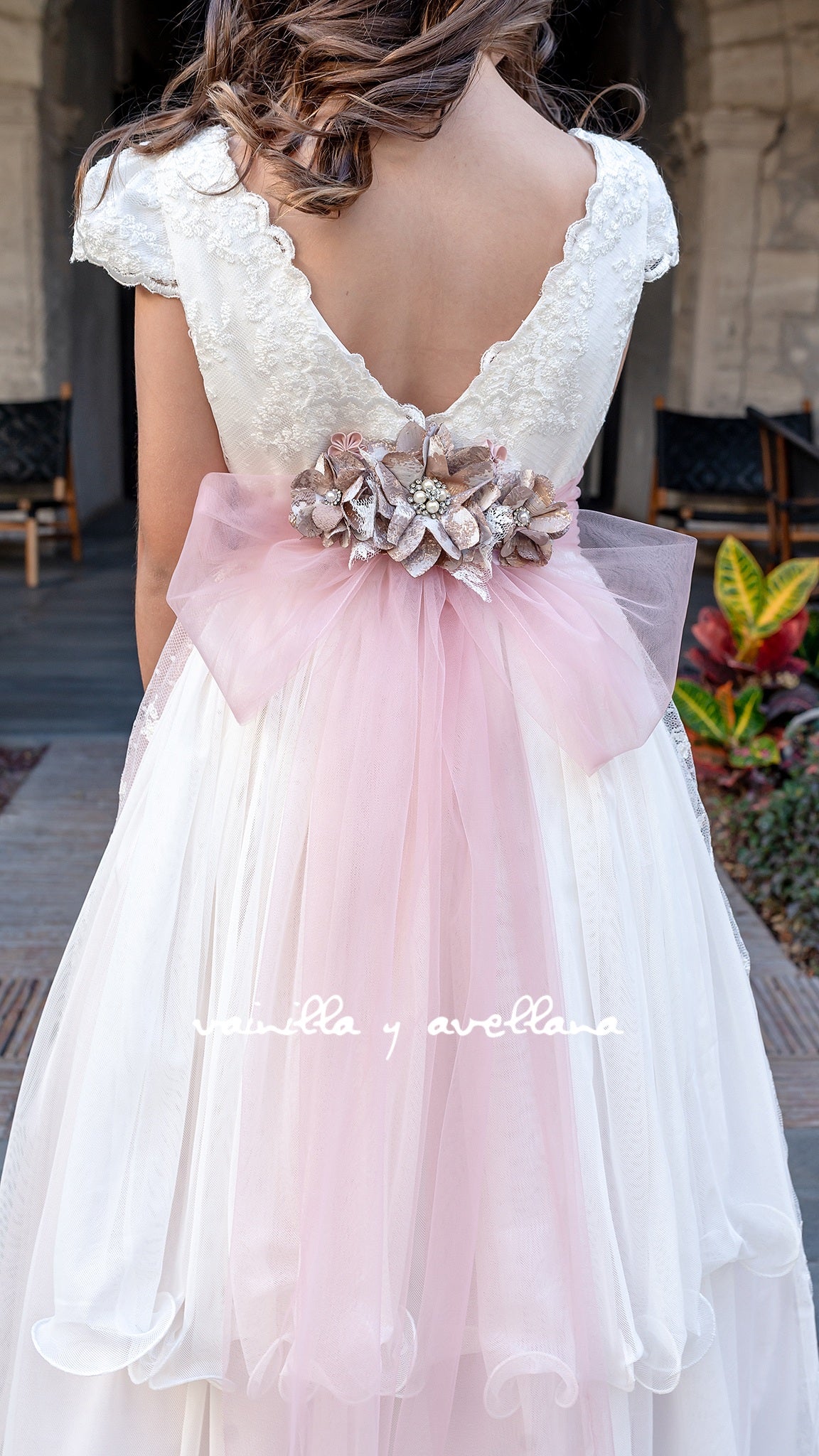 Vestido Comunion Artemisa Hueso-Rosa (Only Pre-order)